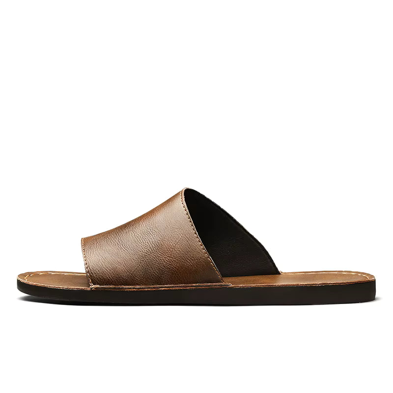 Heren Leren Slippers Platte Zool Instap Antislip Buiten Zomer