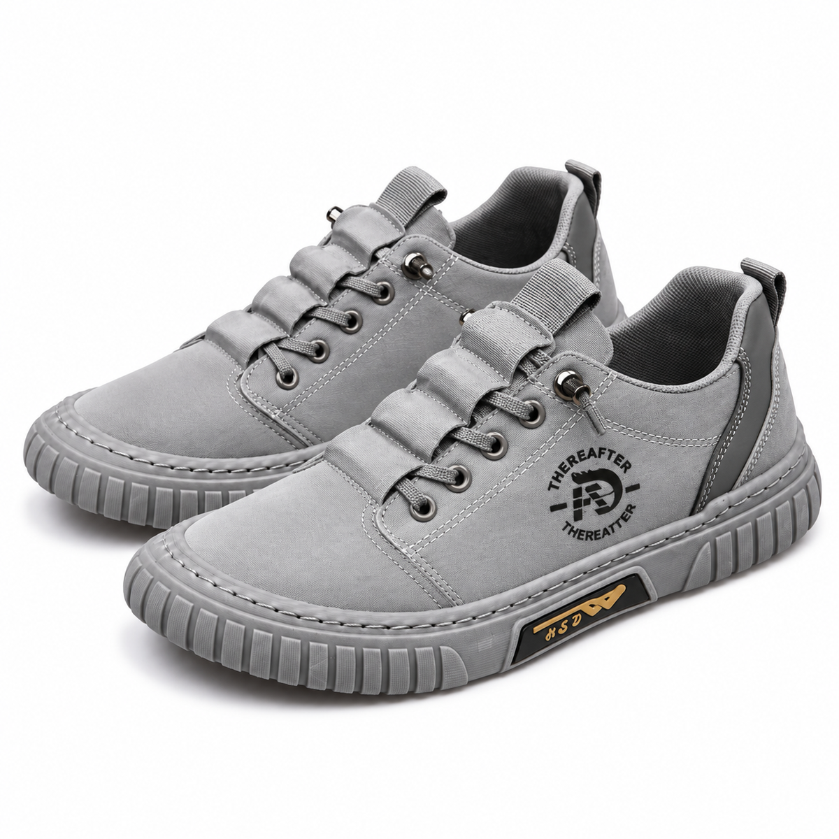 Heren Canvas Sneakers Elastische Veters Lage Snit Geribbelde Zool Casual