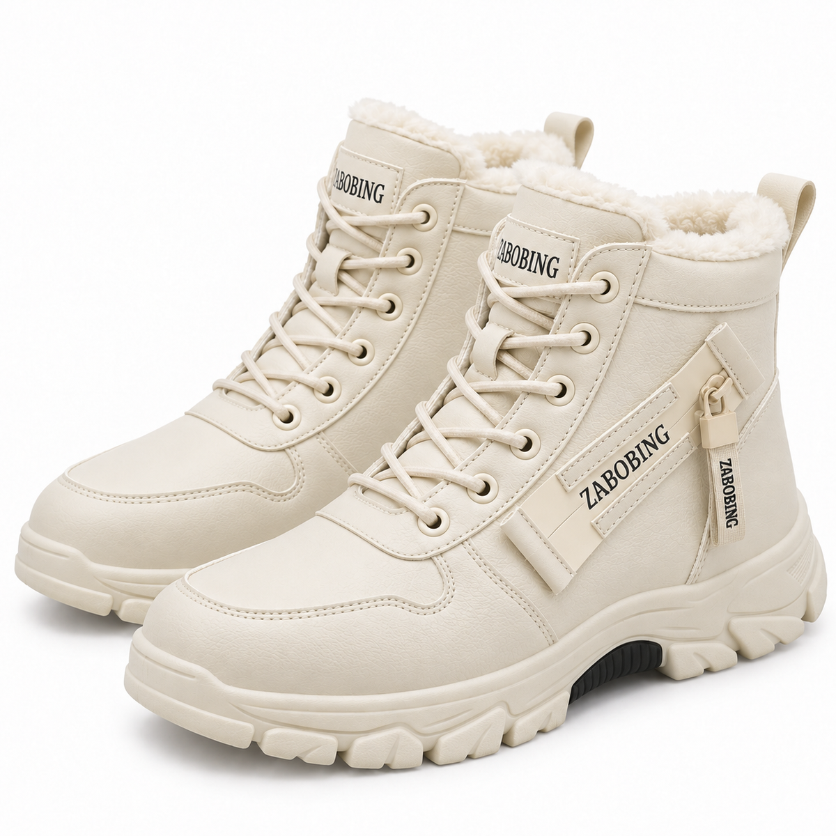 Dames Winterboots Pluche Voering Lederlook Veters Zijrits Platformzool Winter