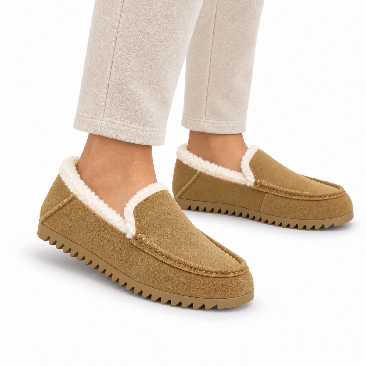 Dames Warm Gevoerde Loafers Mocassin Dikke Zool Antislip Winter