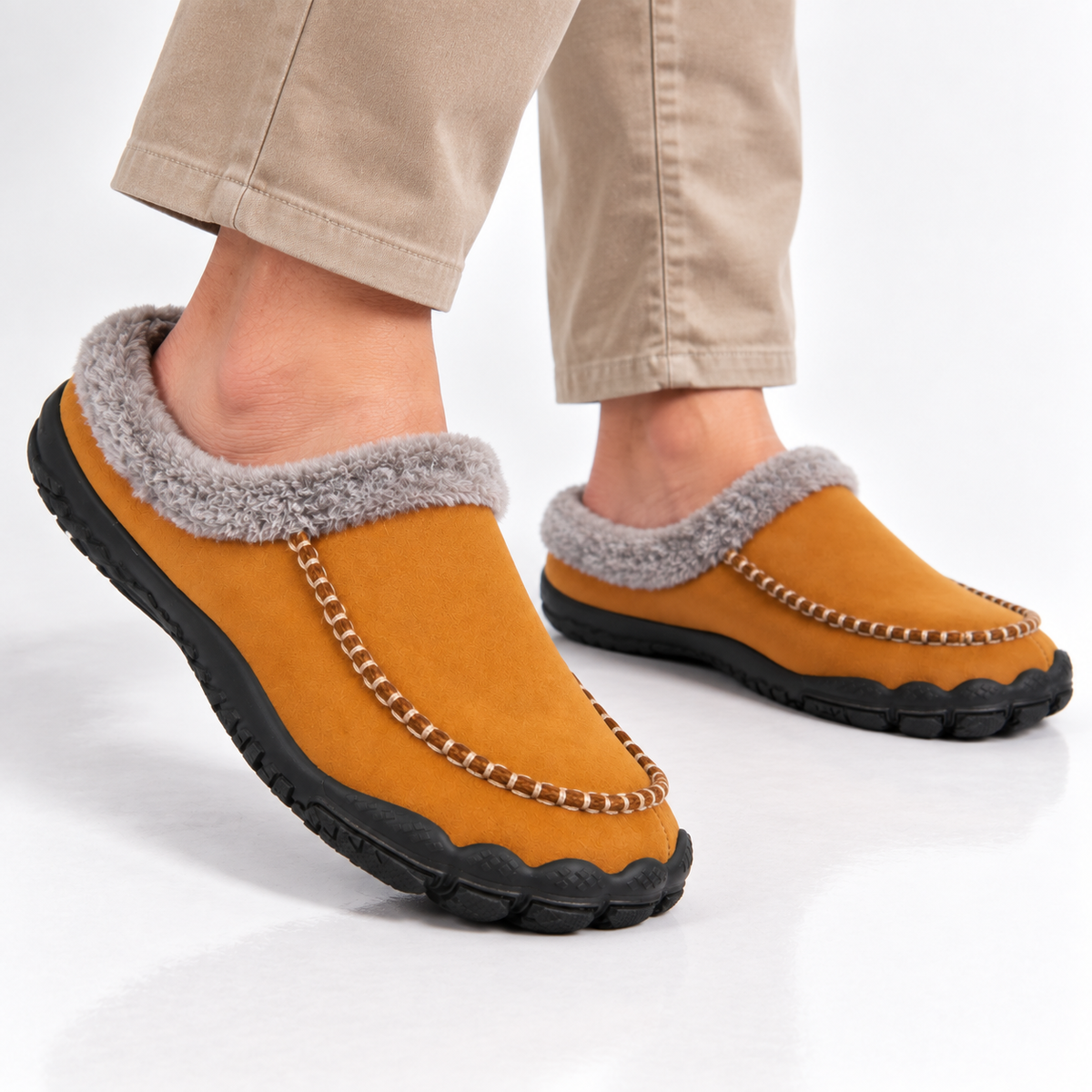 Barefoot Pantoffels Heren Warm Fleece Voering Antislip Lichtgewicht Winter