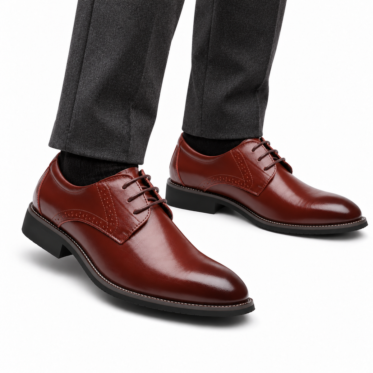 Heren Nette Veterschoenen Derby Brogue Glad Bovenwerk Formeel Zakelijk