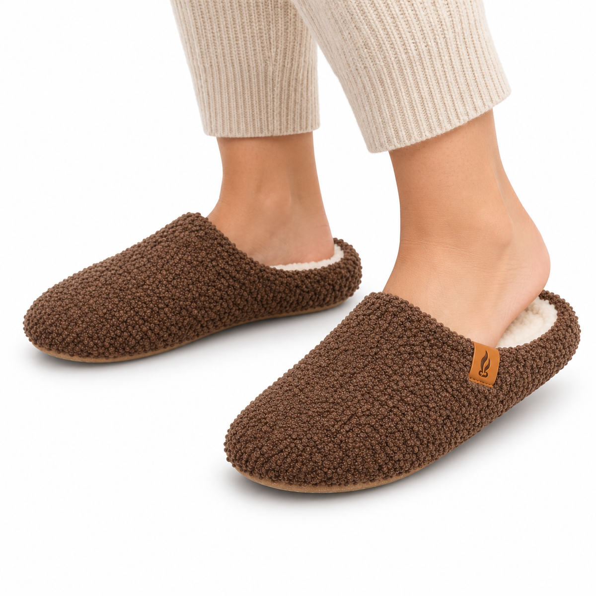 Dames Heren Warme Teddy Sloffen Instap Gevoerd Antislip Zool Winter