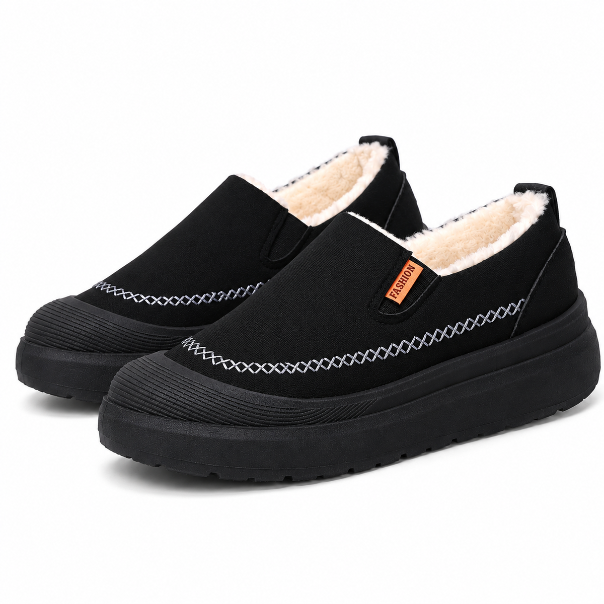 Heren Warm Gevoerde Instappers Dikke Zool Elastisch Antislip Winter
