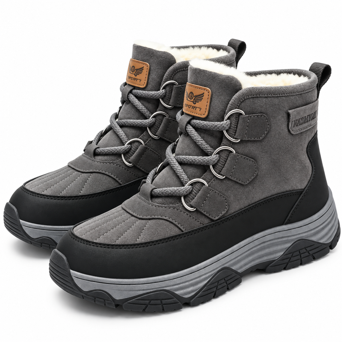 Heren Hoge Snowboots Warm Gevoerd Veters Antislip Dikke Zool Winter