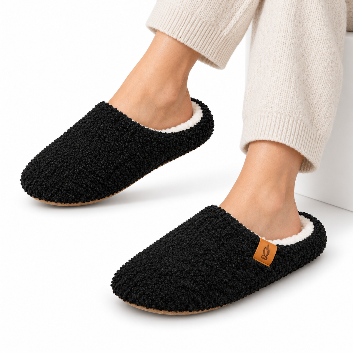 Dames Heren Warme Teddy Sloffen Instap Gevoerd Antislip Zool Winter
