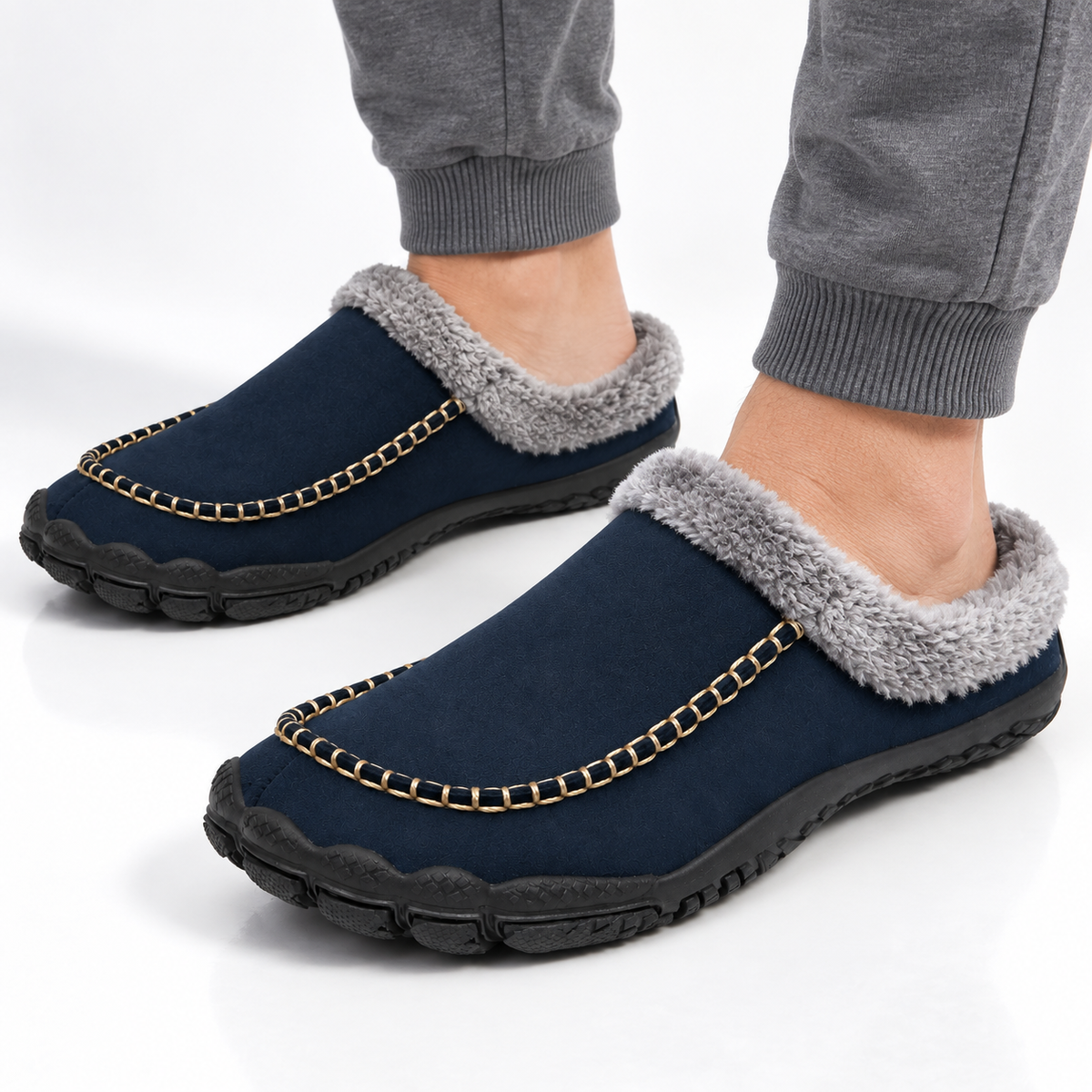 Barefoot Pantoffels Heren Warm Fleece Voering Antislip Lichtgewicht Winter