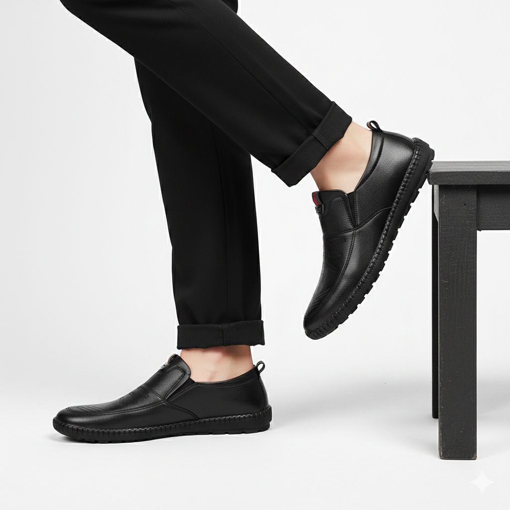 Heren PU-leren Loafers – Ademende Antislip Slip-On Casual Schoenen voor Werk en Buiten