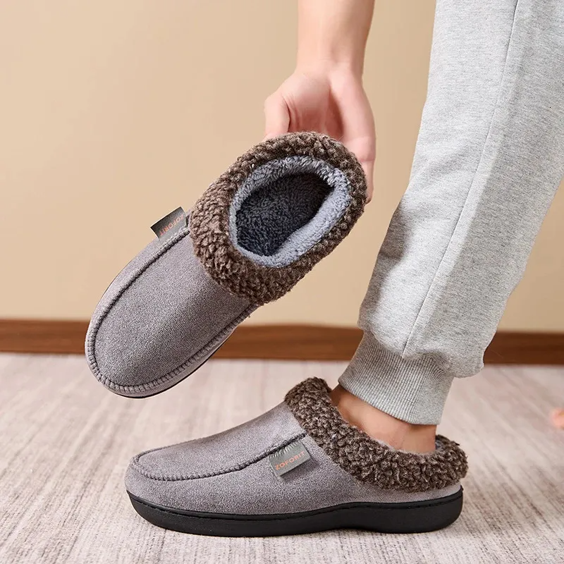 Heren Warme Huisslippers met Fleece Voering en Dikke Antislip Zool voor Winter