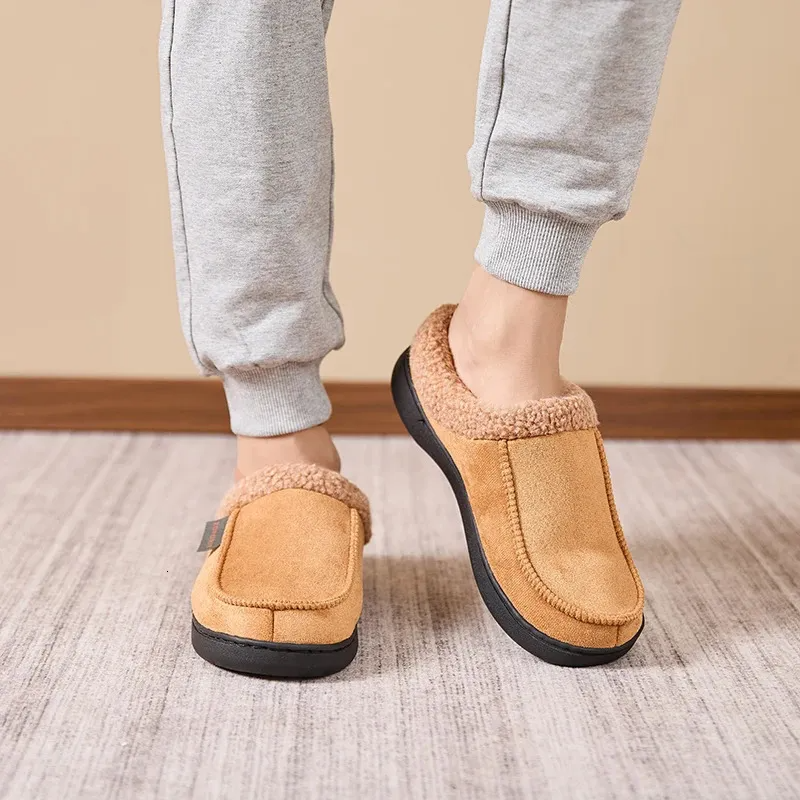 Heren Warme Huisslippers met Fleece Voering en Dikke Antislip Zool voor Winter