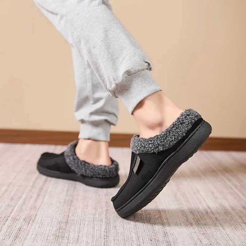 Heren Warme Huisslippers met Fleece Voering en Dikke Antislip Zool voor Winter