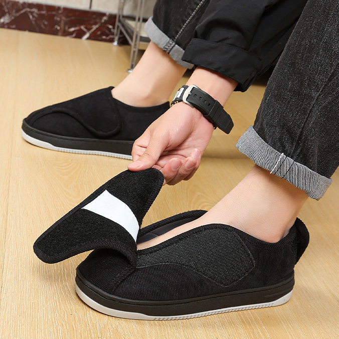 Dames Heren Extra Brede Sloffen Klittenband Antislip Lichtgewicht Binnen Buiten