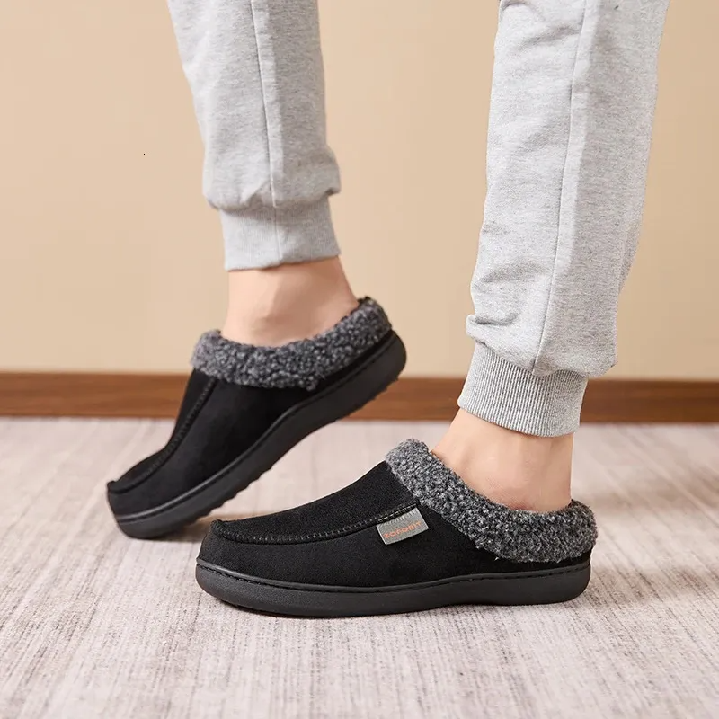 Heren Warme Huisslippers met Fleece Voering en Dikke Antislip Zool voor Winter