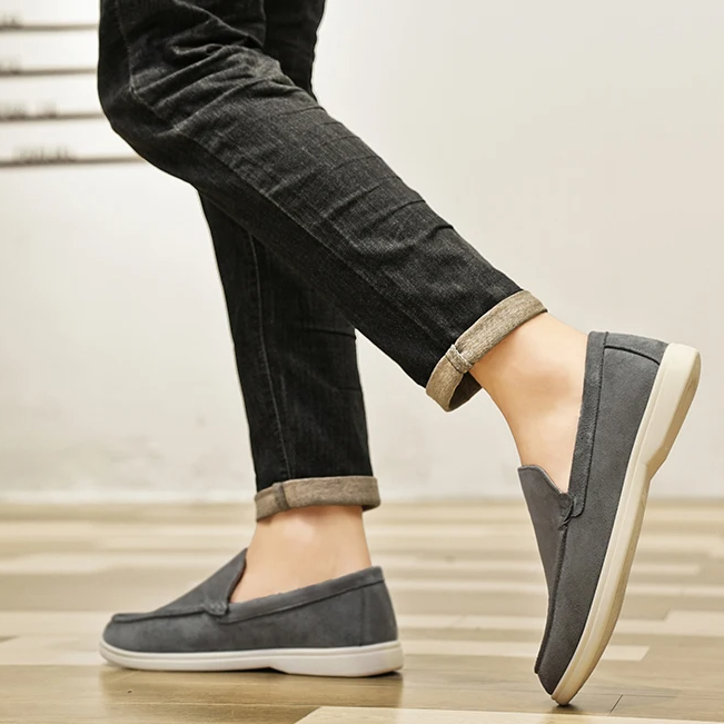 Heren Lage Suède Loafers Chique – Lichtgewicht Comfortabele Instappers