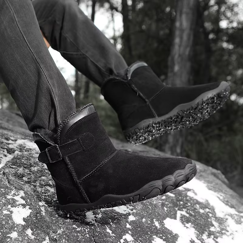 Dames Barefoot Winter Enkelboots Suède Pluche Voering Gesp Antislip Profielzool