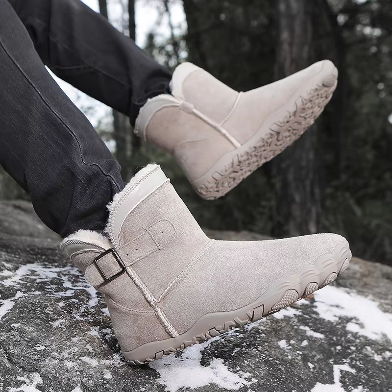 Dames Barefoot Winter Enkelboots Suède Pluche Voering Gesp Antislip Profielzool