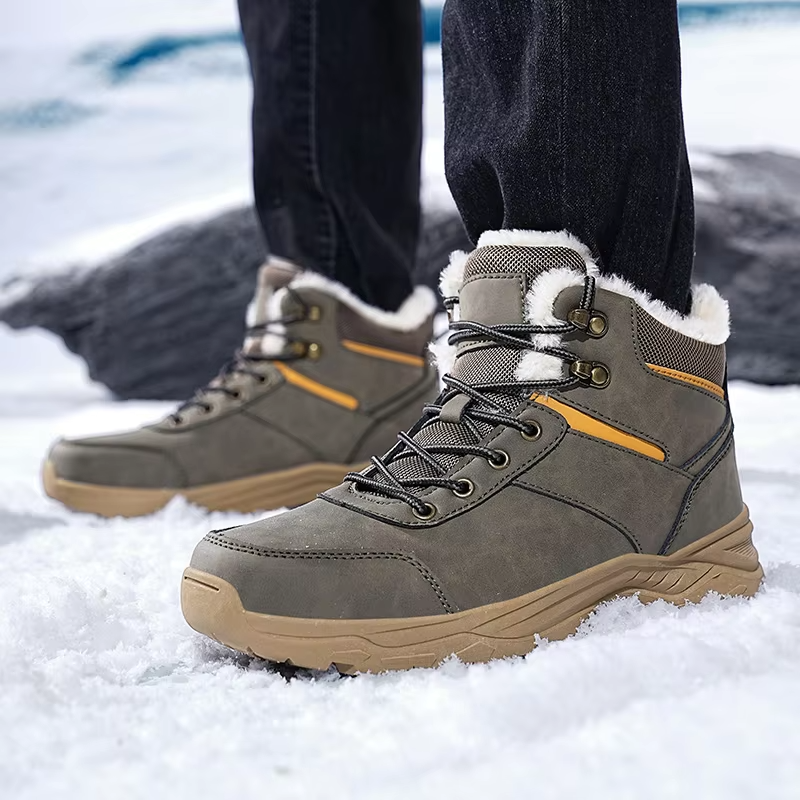 Heren Winter Wandelschoenen Fleece Voering Halfhoog Antislip Lichtgewicht Buiten