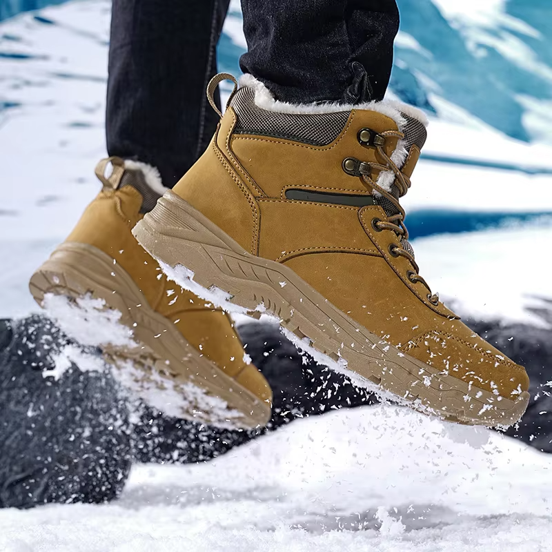 Heren Winter Wandelschoenen Fleece Voering Halfhoog Antislip Lichtgewicht Buiten