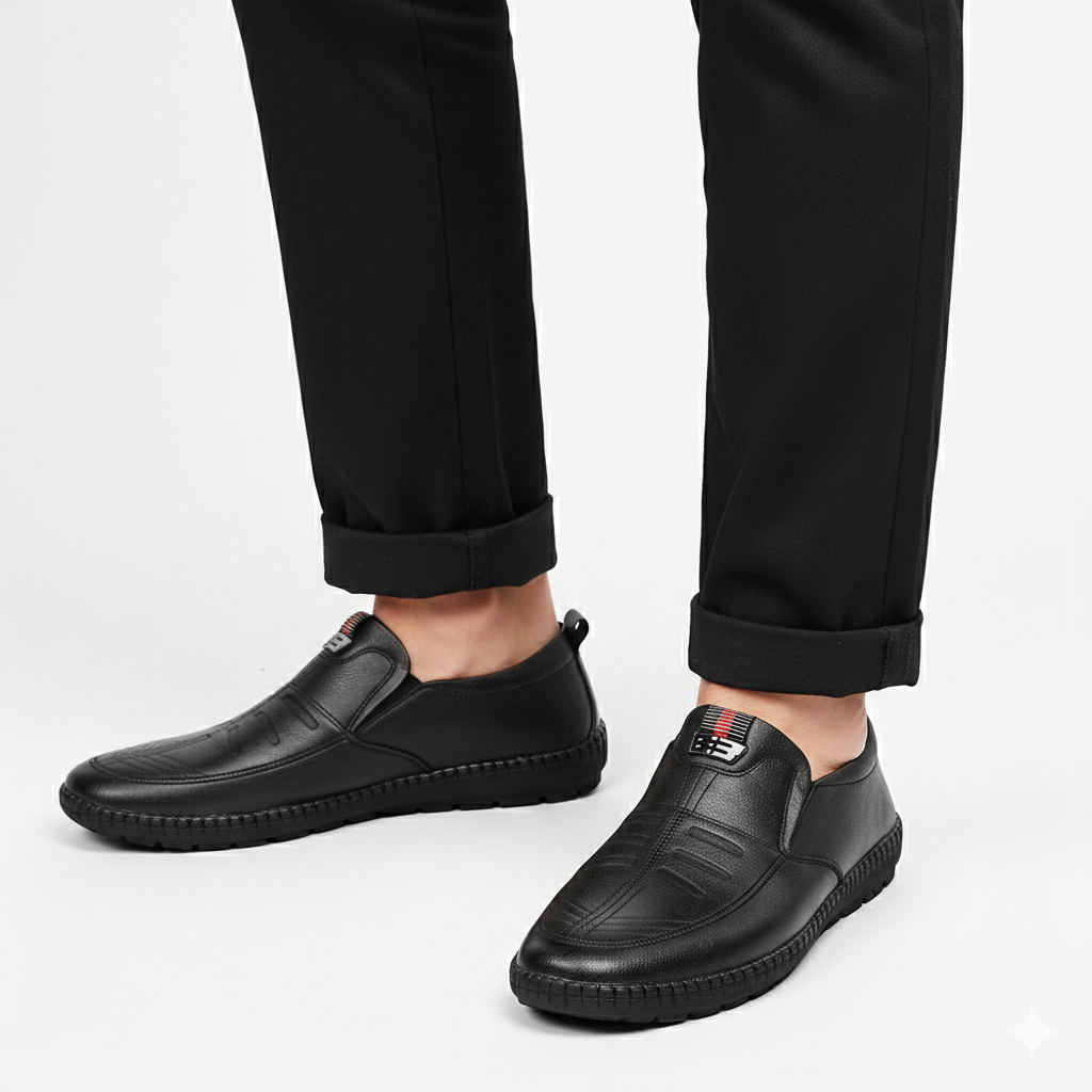 Heren PU-leren Loafers – Ademende Antislip Slip-On Casual Schoenen voor Werk en Buiten