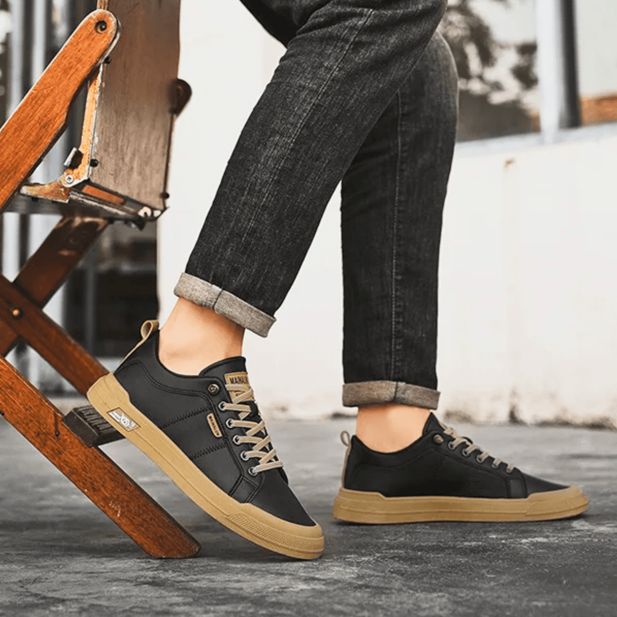 Heren Sneakers Lage Schacht Veters Metalen Oogjes Dikke Zool Casual Dagelijks