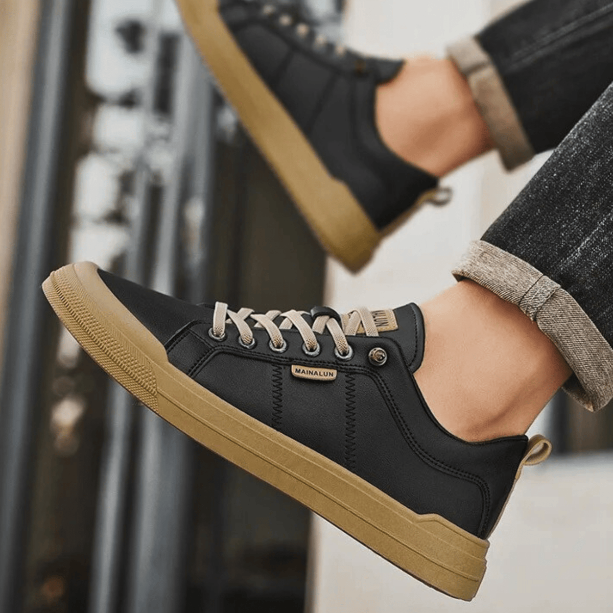 Heren Sneakers Lage Schacht Veters Metalen Oogjes Dikke Zool Casual Dagelijks