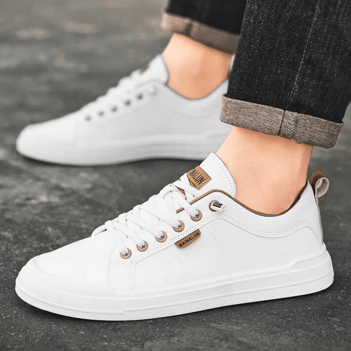 Heren Sneakers Lage Schacht Veters Metalen Oogjes Dikke Zool Casual Dagelijks