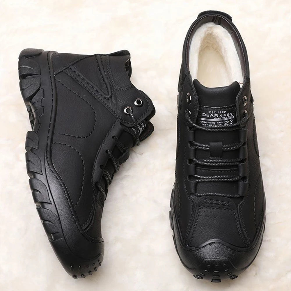 Heren Hoge Gevoerde Sneakers van PU-leer – Warme Herenschoenen voor Herfst en Winter