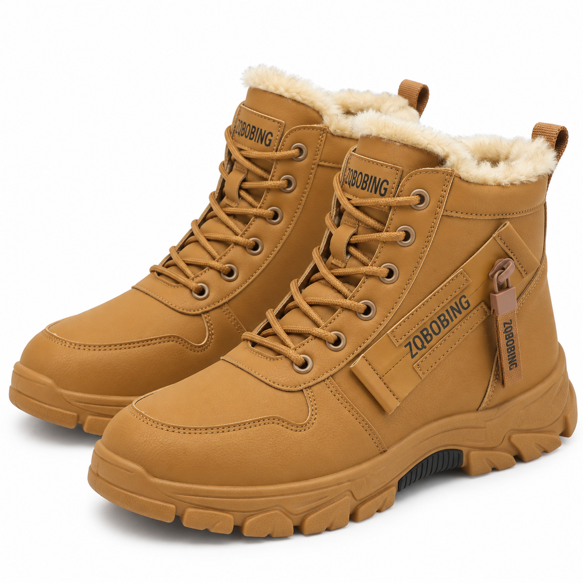 Dames Winterboots Pluche Voering Lederlook Veters Zijrits Platformzool Winter