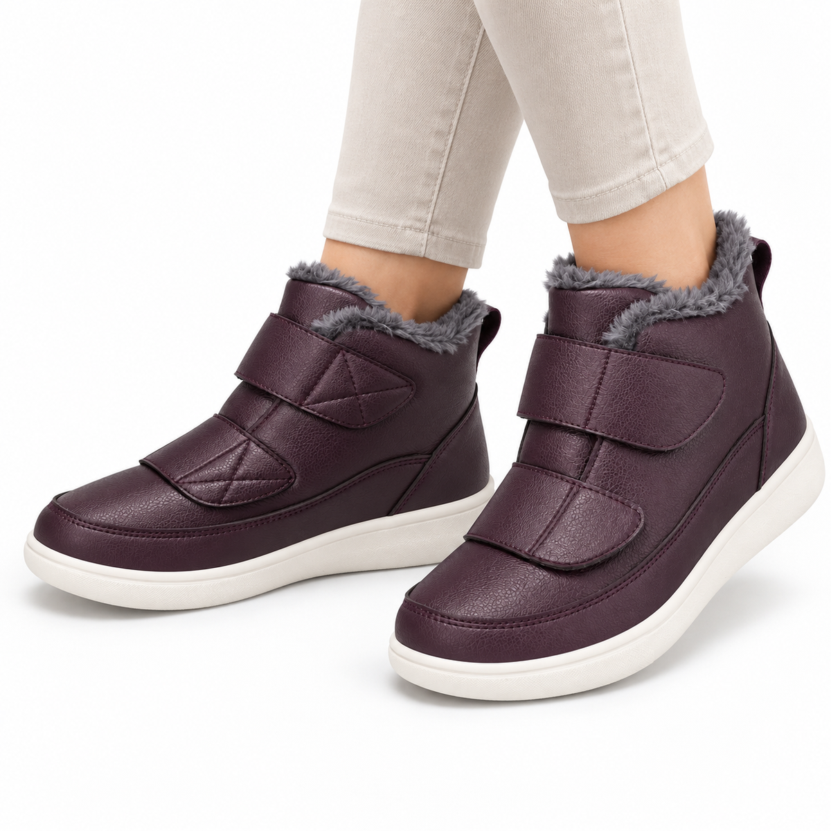Dames Winter Enkelboots Extra Breed Pluche Voering Dubbele Klittenband