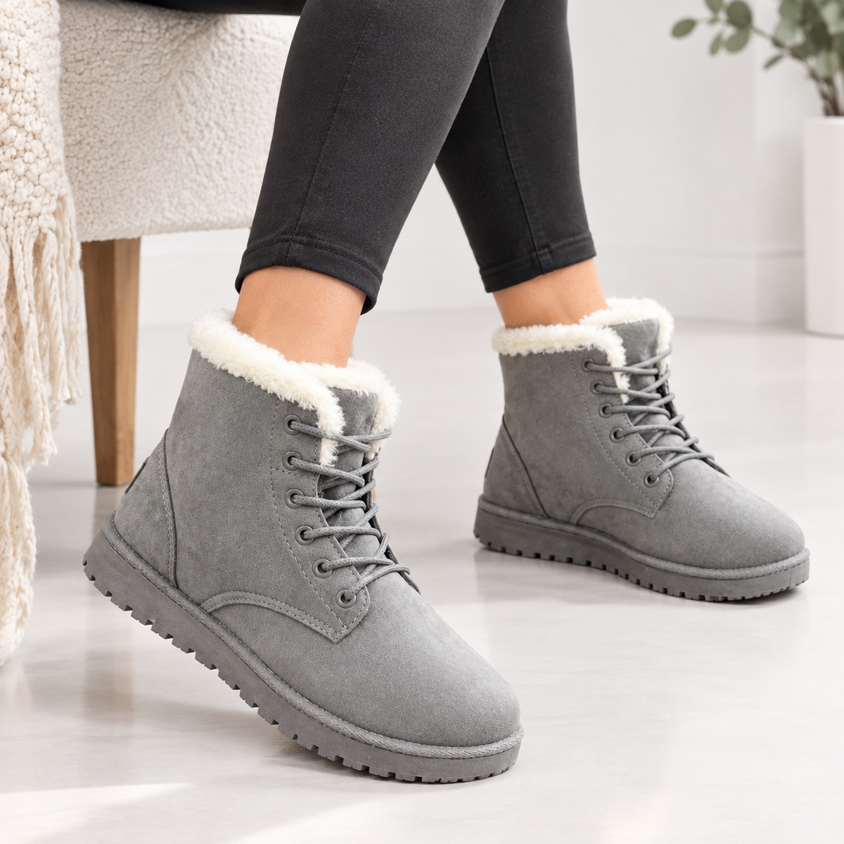 Dames Winterlaarzen Enkelhoog Pluche Voering Dempend Antislip Lichtgewicht