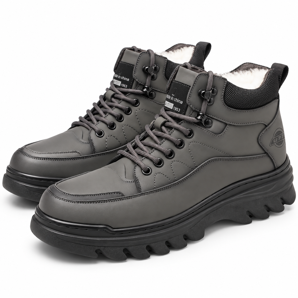 Heren Warme Gevoerde Veterboots Stevig Hoog Antislip Dikke Zool Winter