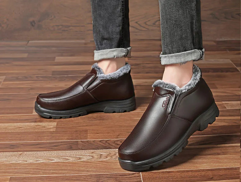 Heren Instap Winterboots Warme Voering Waterafstotend Antislip Zonder Veters