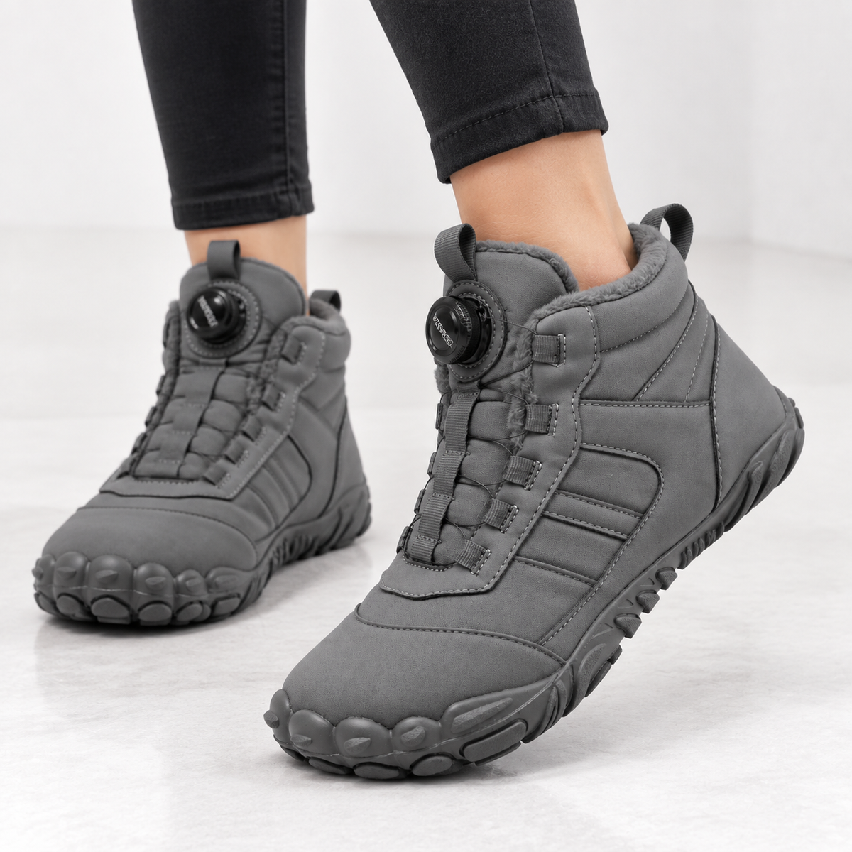 Dames Heren Barefoot Snowboots Fleece Voering Draaiknop Waterafstotend Antislip