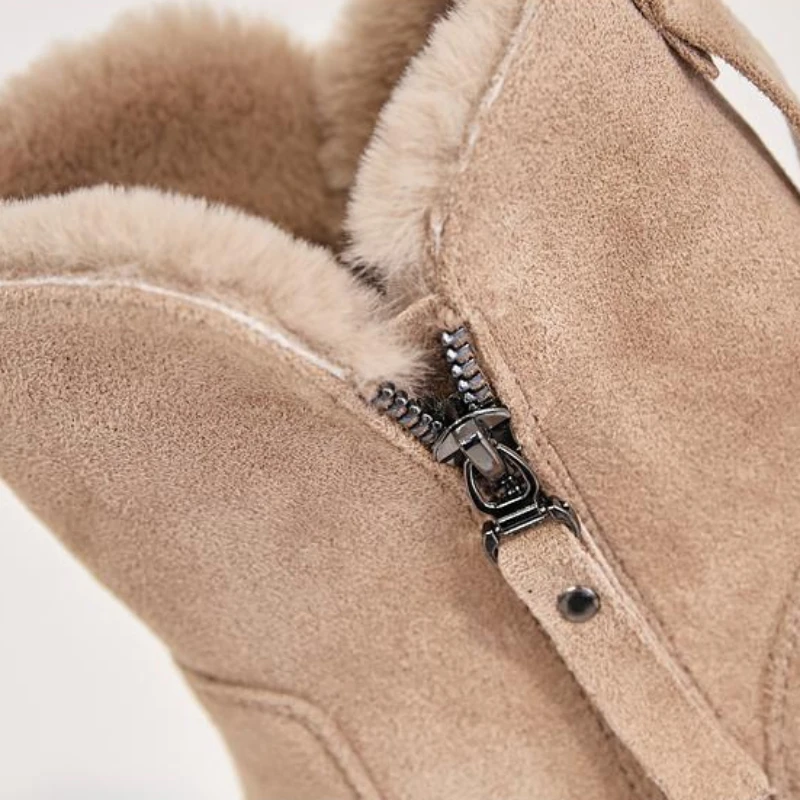 Dames Warme Suède Winterlaarsjes Pluche Voering Lichtgewicht Antislip Zool Winter