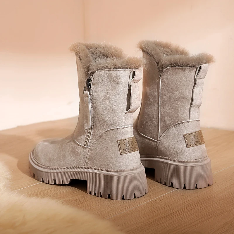 Dames Warme Suède Winterlaarsjes Pluche Voering Lichtgewicht Antislip Zool Winter