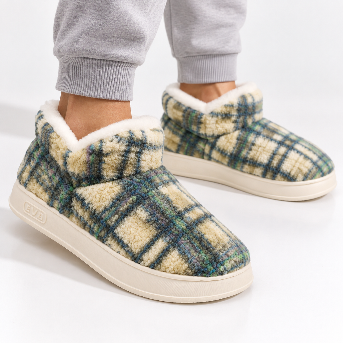Dames Heren Katoenen Huisslippers met Pluche Voering en Dikke Antislip Zool Winter