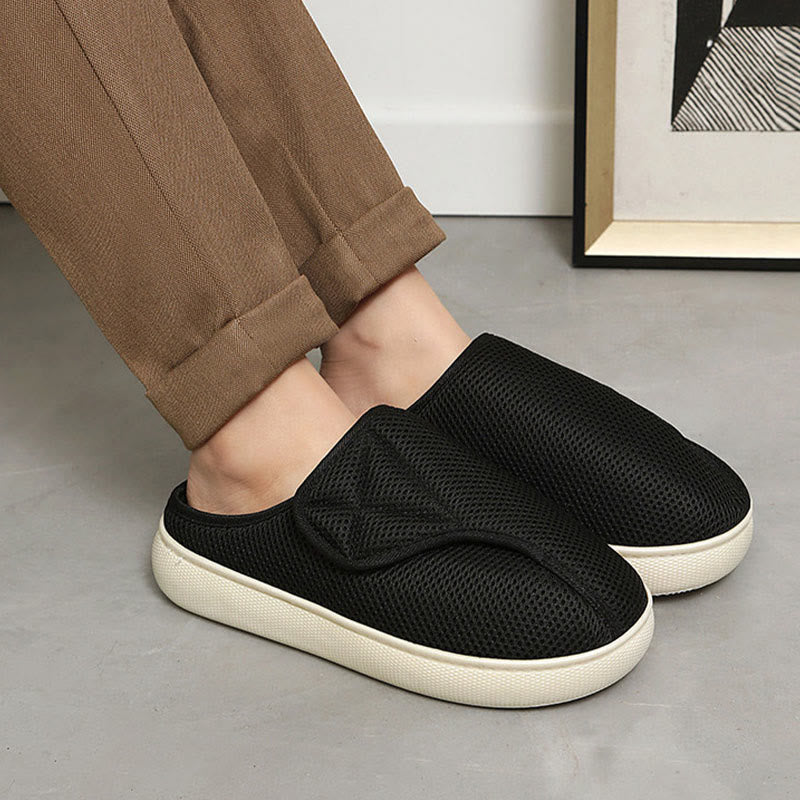 Dames Heren Brede Mesh Pantoffels Klittenband Ademend Lichtgewicht Binnen Buiten