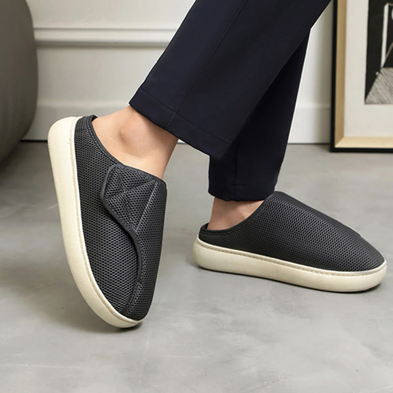 Dames Heren Brede Mesh Pantoffels Klittenband Ademend Lichtgewicht Binnen Buiten