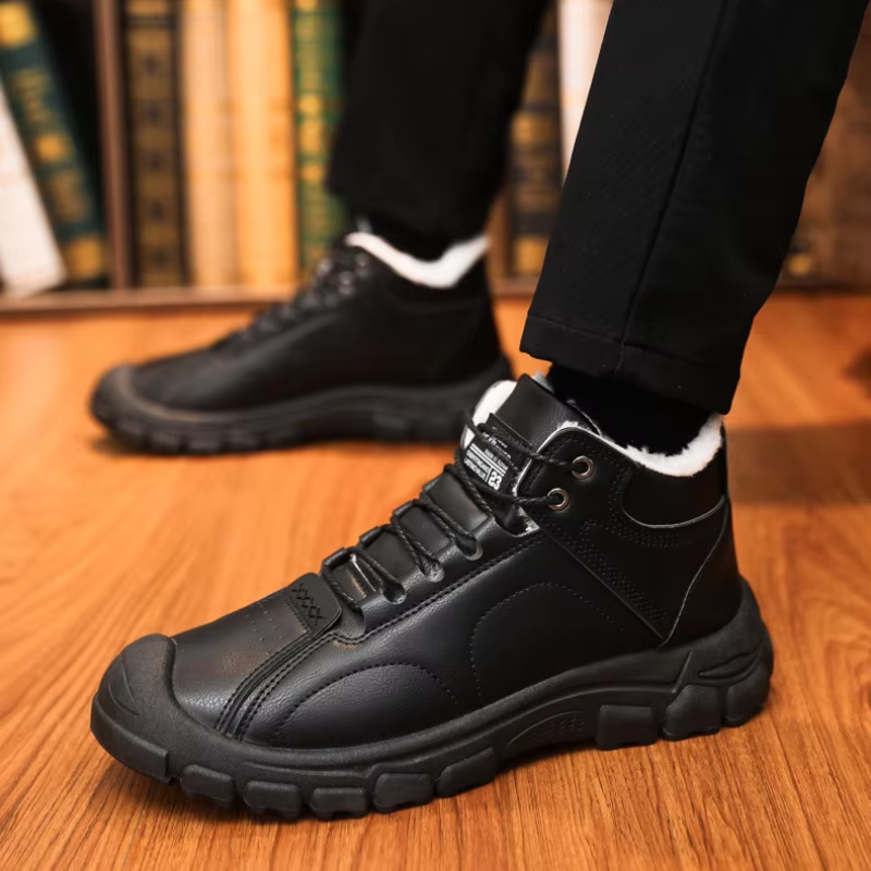 Heren Gevoerde Enkelboots met Zachte Pluche Voering en Antislip Zool voor Winter