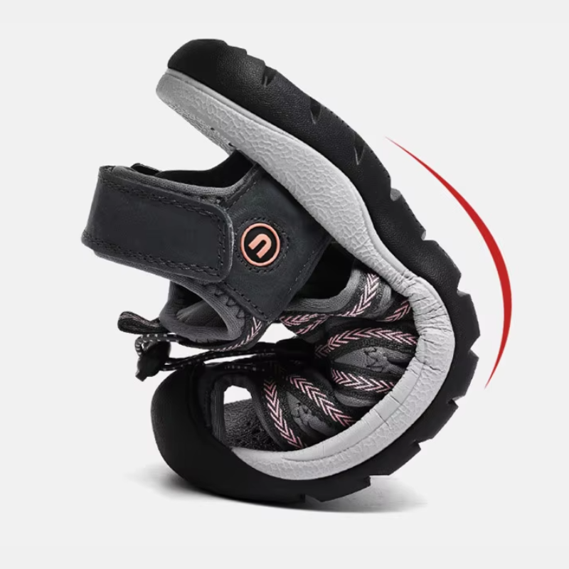 Dames Sandalen Leer Lichtgewicht Antislip Dempende Zool Verstelbare Klittenband Zomer Strand
