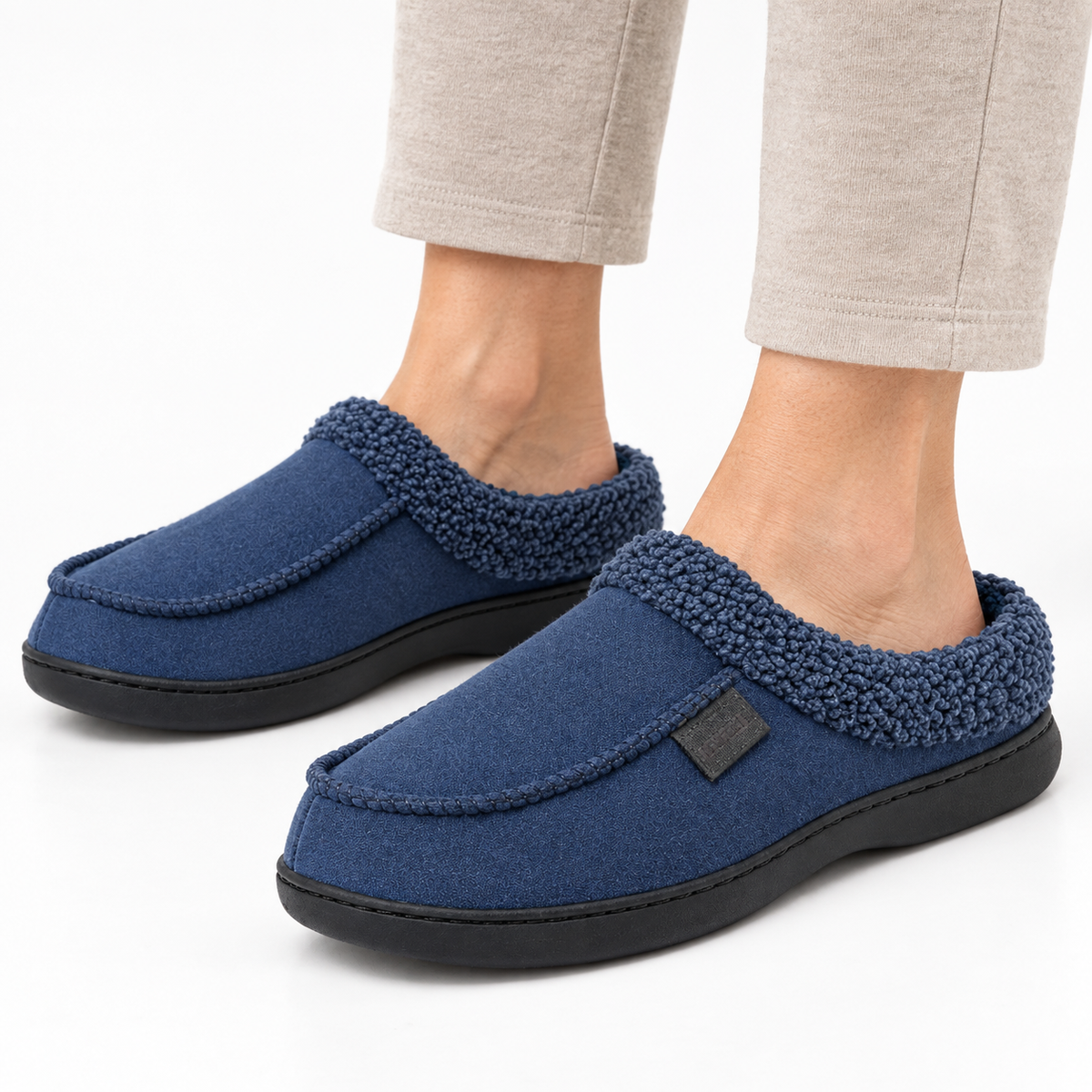 Heren Warme Huisslippers met Fleece Voering en Dikke Antislip Zool voor Winter