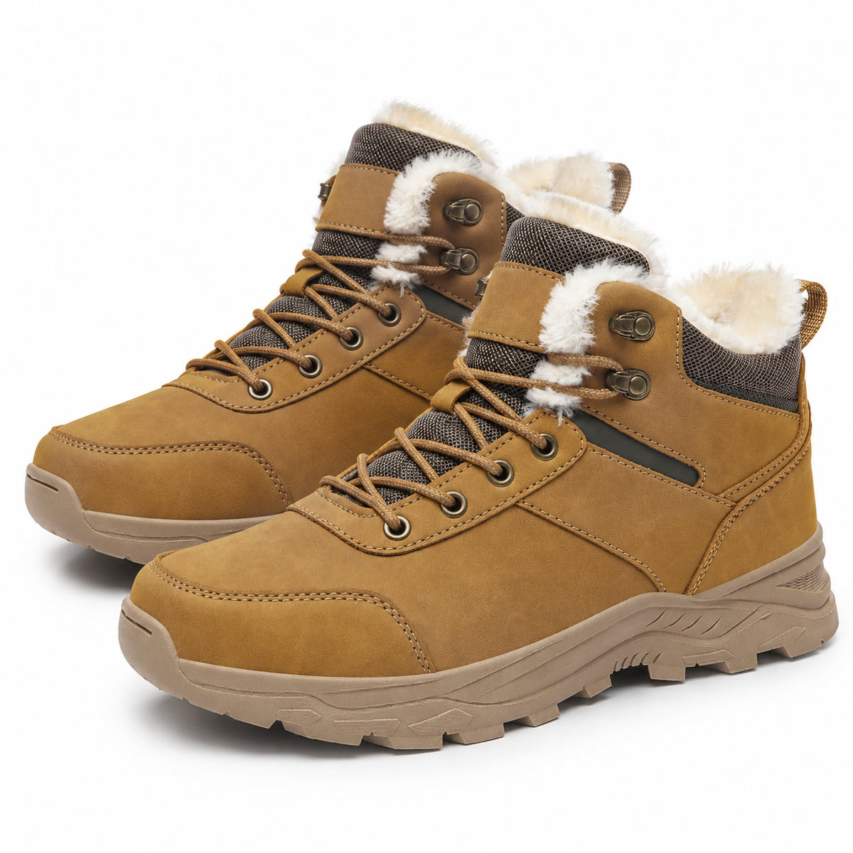 Heren Winter Wandelschoenen Fleece Voering Halfhoog Antislip Lichtgewicht Buiten