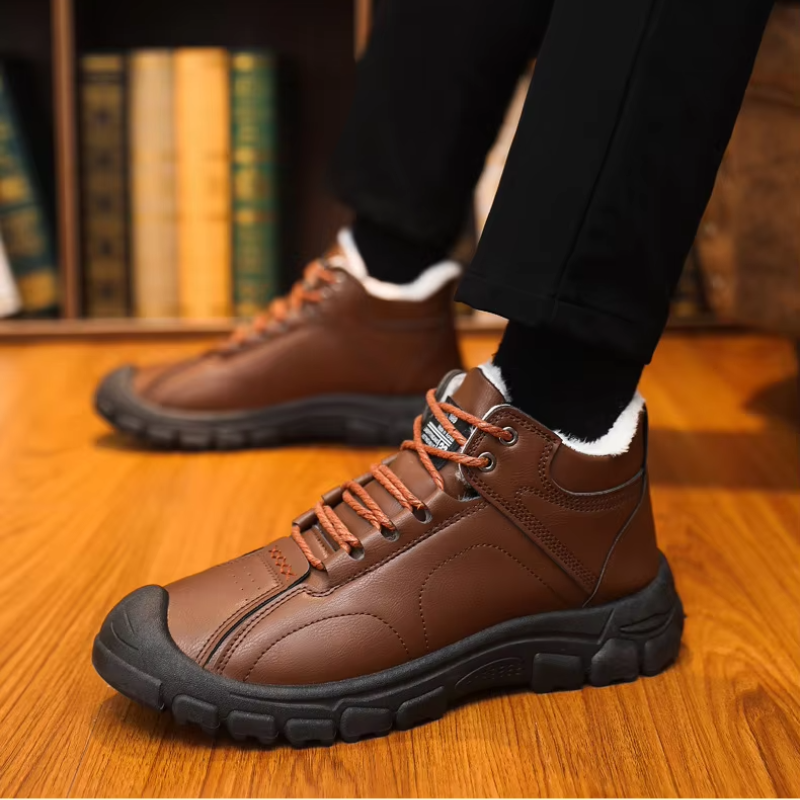 Heren Gevoerde Enkelboots met Zachte Pluche Voering en Antislip Zool voor Winter