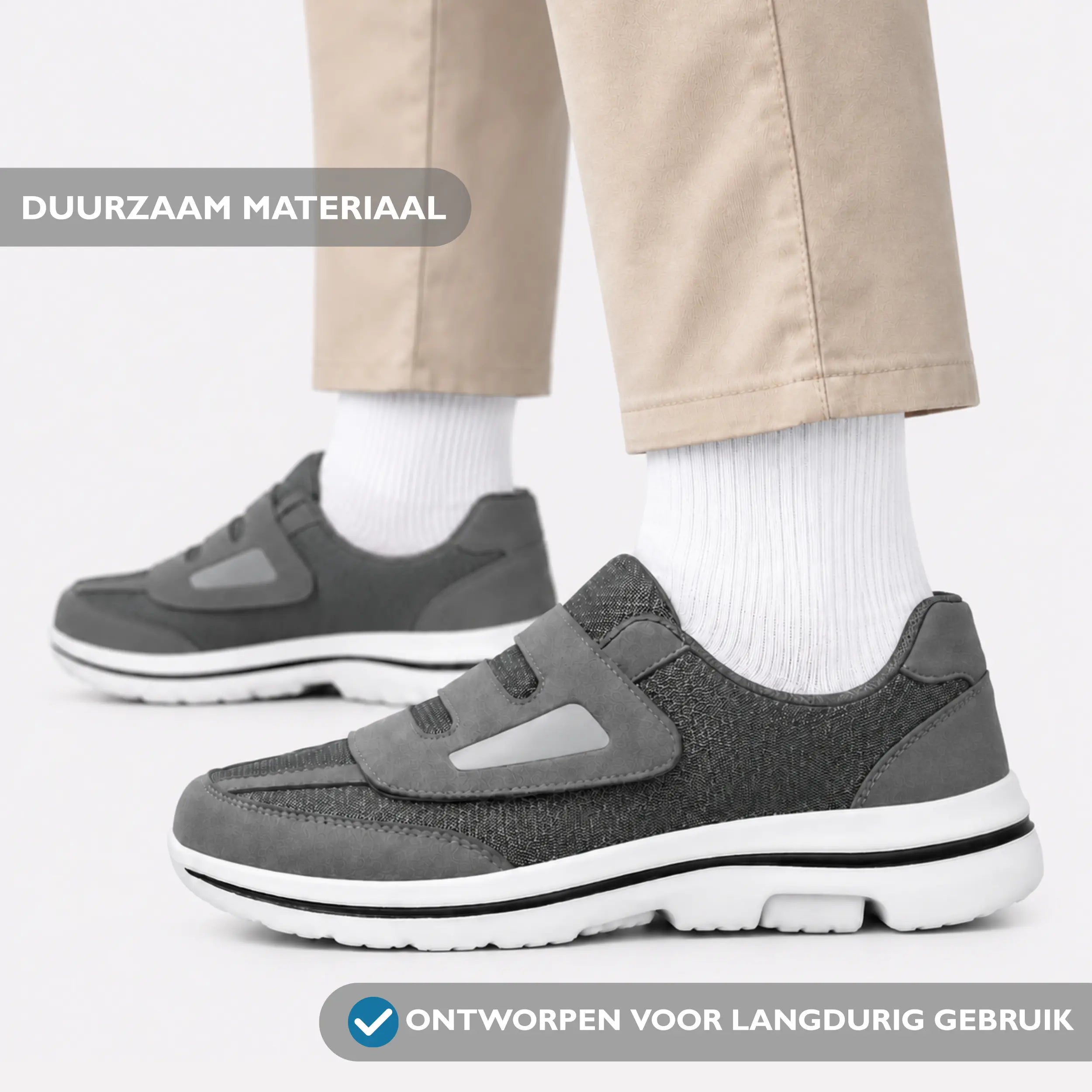 Dames Heren Extra Brede Schoenen Klittenband Stevig Makkelijk Aantrekken
