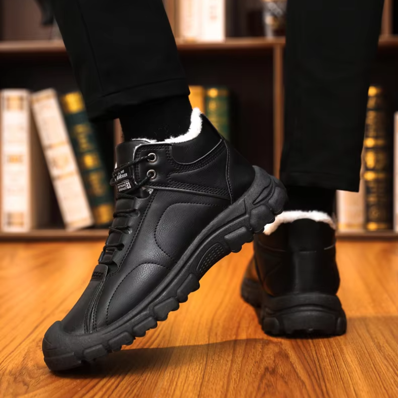 Heren Gevoerde Enkelboots met Zachte Pluche Voering en Antislip Zool voor Winter