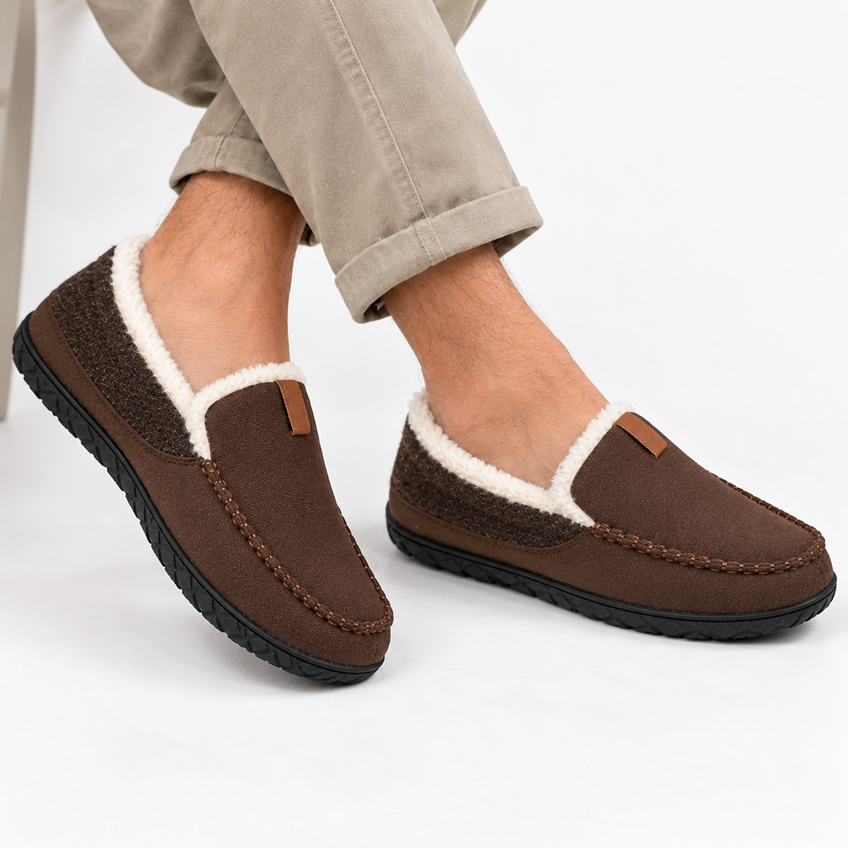 Heren Loafer Pantoffels Warme Huisschoen Voering Antislip Zool Winter