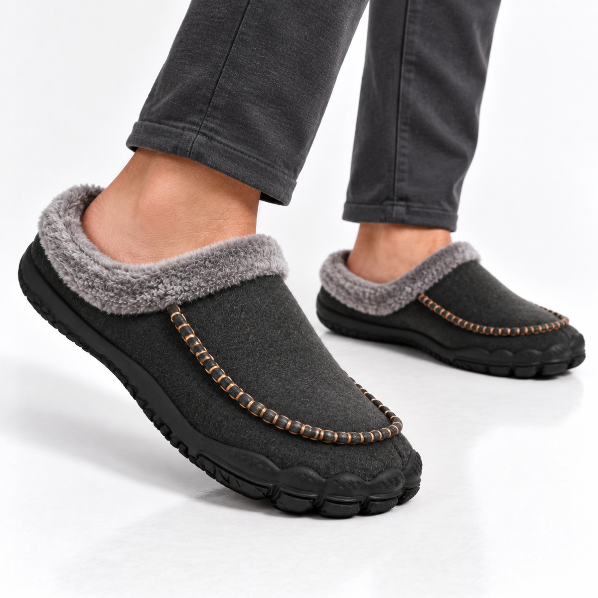 Barefoot Pantoffels Heren Warm Fleece Voering Antislip Lichtgewicht Winter