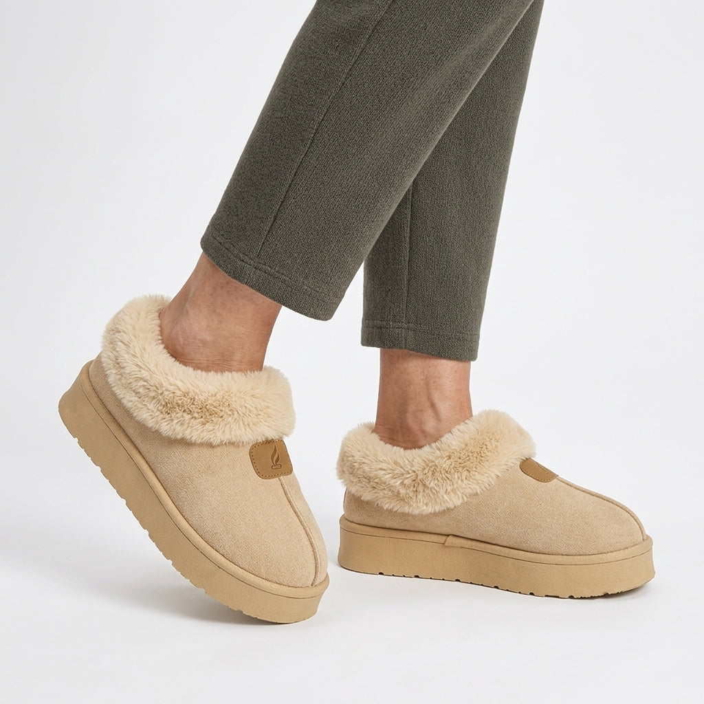 Dames Furry Huisslippers Pluche Voering Gesloten Hiel Dikke Antislip Zool Winter