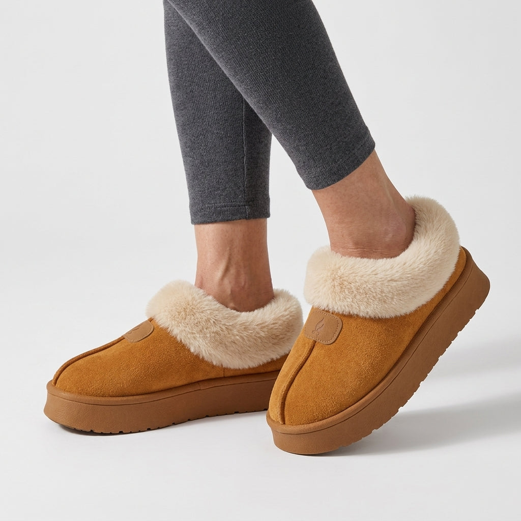 Dames Furry Huisslippers Pluche Voering Gesloten Hiel Dikke Antislip Zool Winter