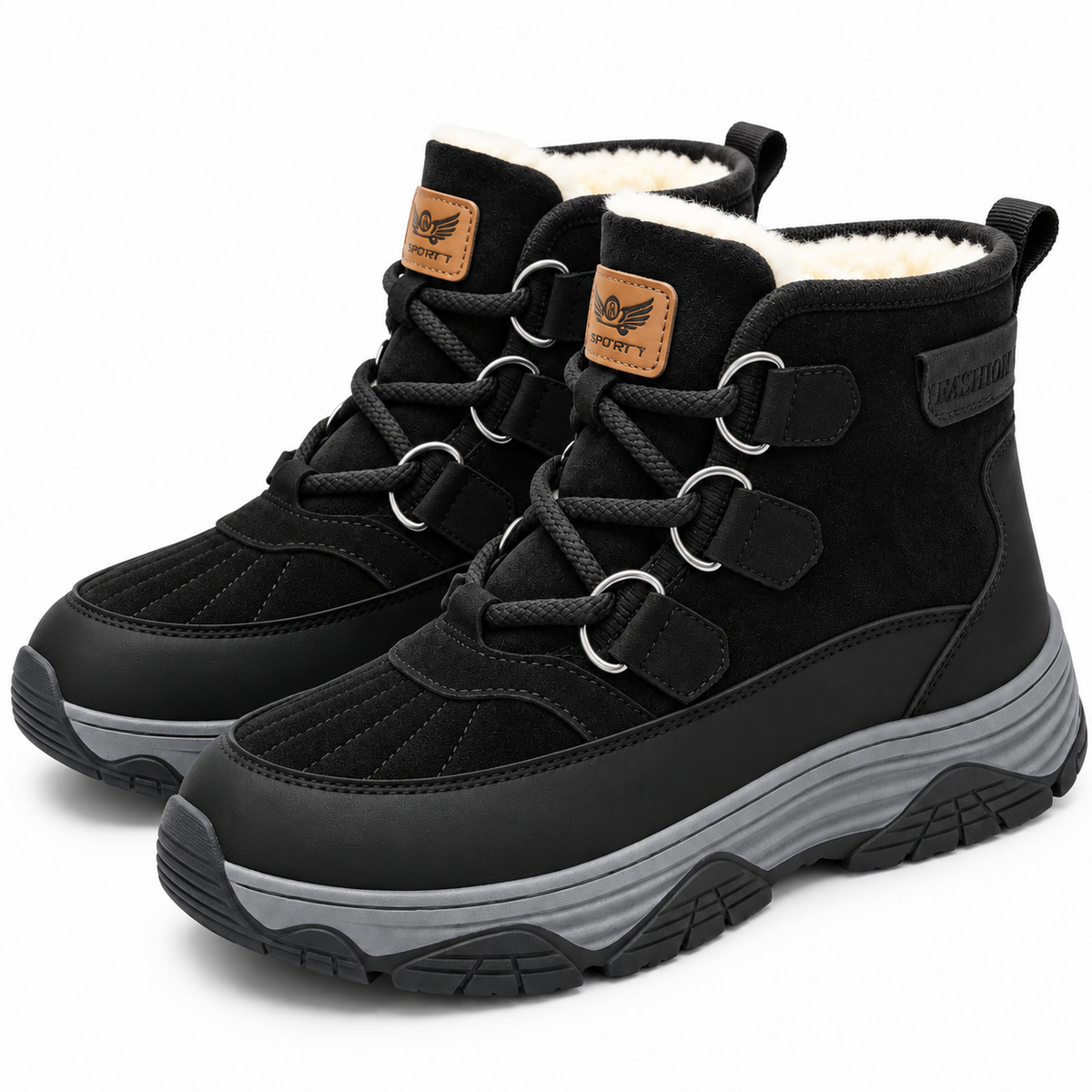 Heren Hoge Snowboots Warm Gevoerd Veters Antislip Dikke Zool Winter